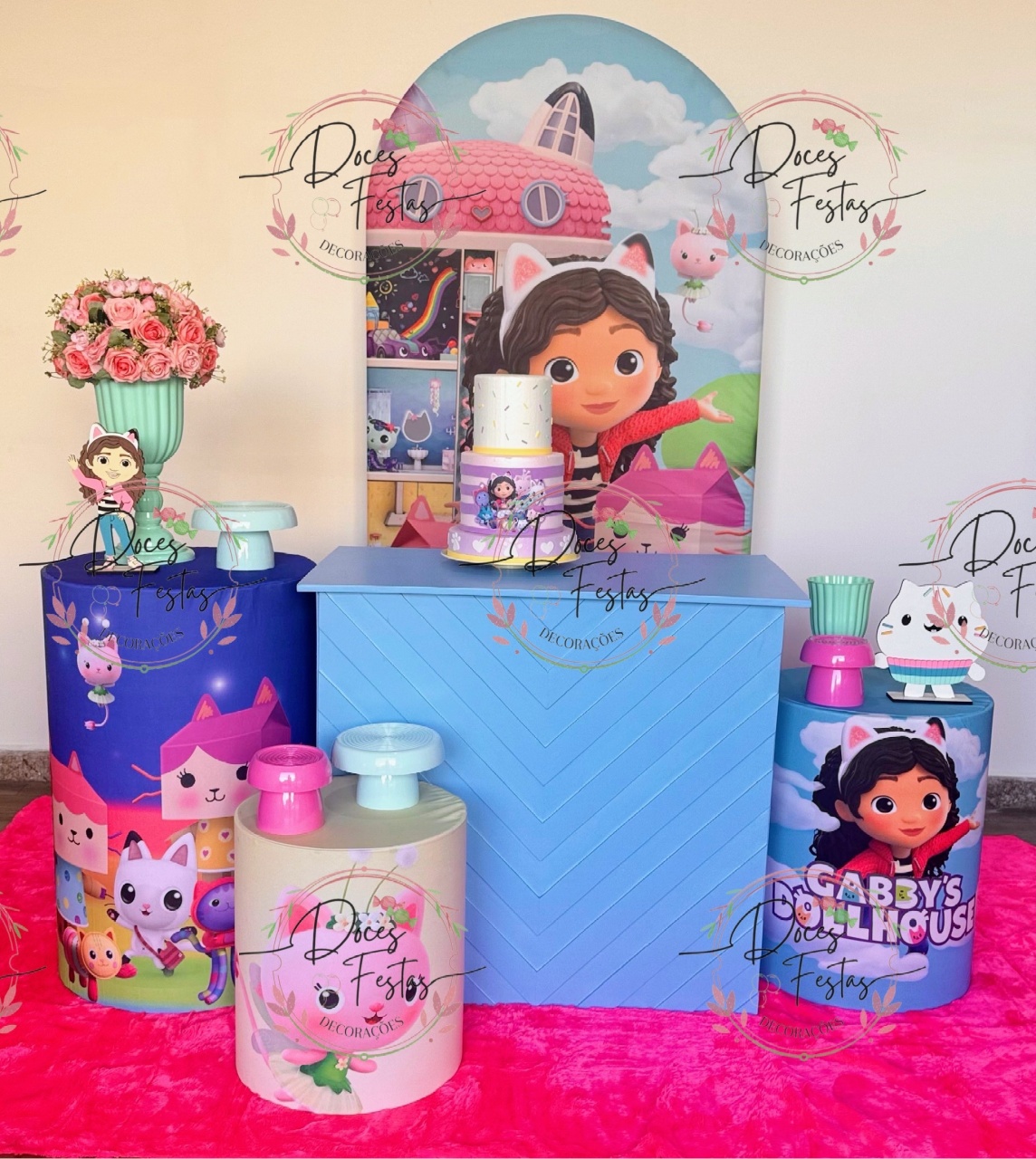 Kit Casa Mágica de Gabby  - Doces Festas Decorações e Pegue e Monte