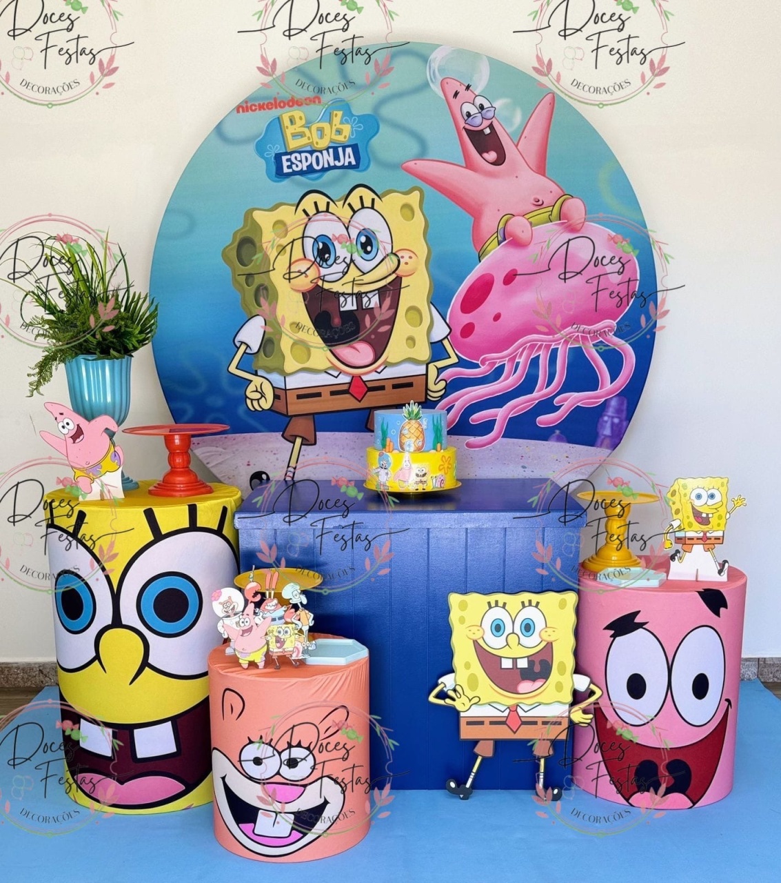 Kit Bob Esponja Ii - Doces Festas Decorações e Pegue e Monte