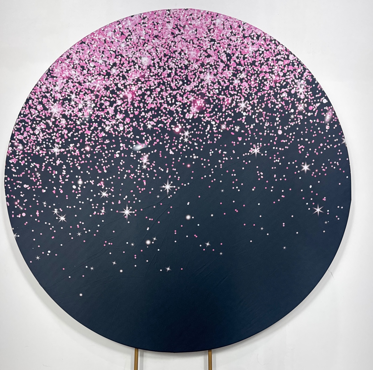 Painel Redondo - Glitter Preto E Rosa - Doces Festas Decorações e Pegue e Monte