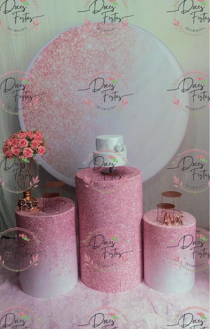 Kit Glitter Rose - Doces Festas Decorações e Pegue e Monte