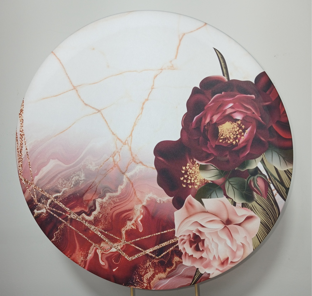 Mini Painel Floral Arabesco Vinho/Vermelho - Doces Festas Decorações e Pegue e Monte