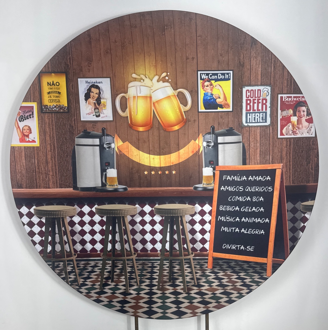 Painel Redondo - Boteco - Doces Festas Decorações e Pegue e Monte