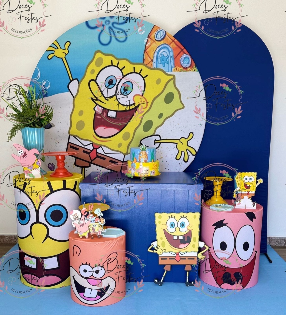 Kit Bob Esponja VII - Doces Festas Decorações e Pegue e Monte