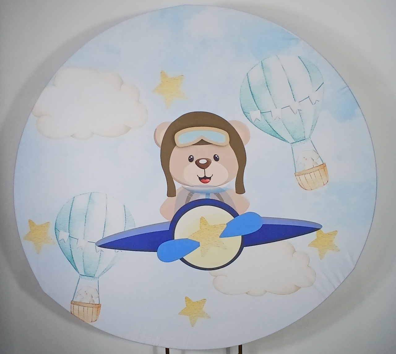 Painel Redondo - Urso Aviador 1 - Doces Festas Decorações e Pegue e Monte