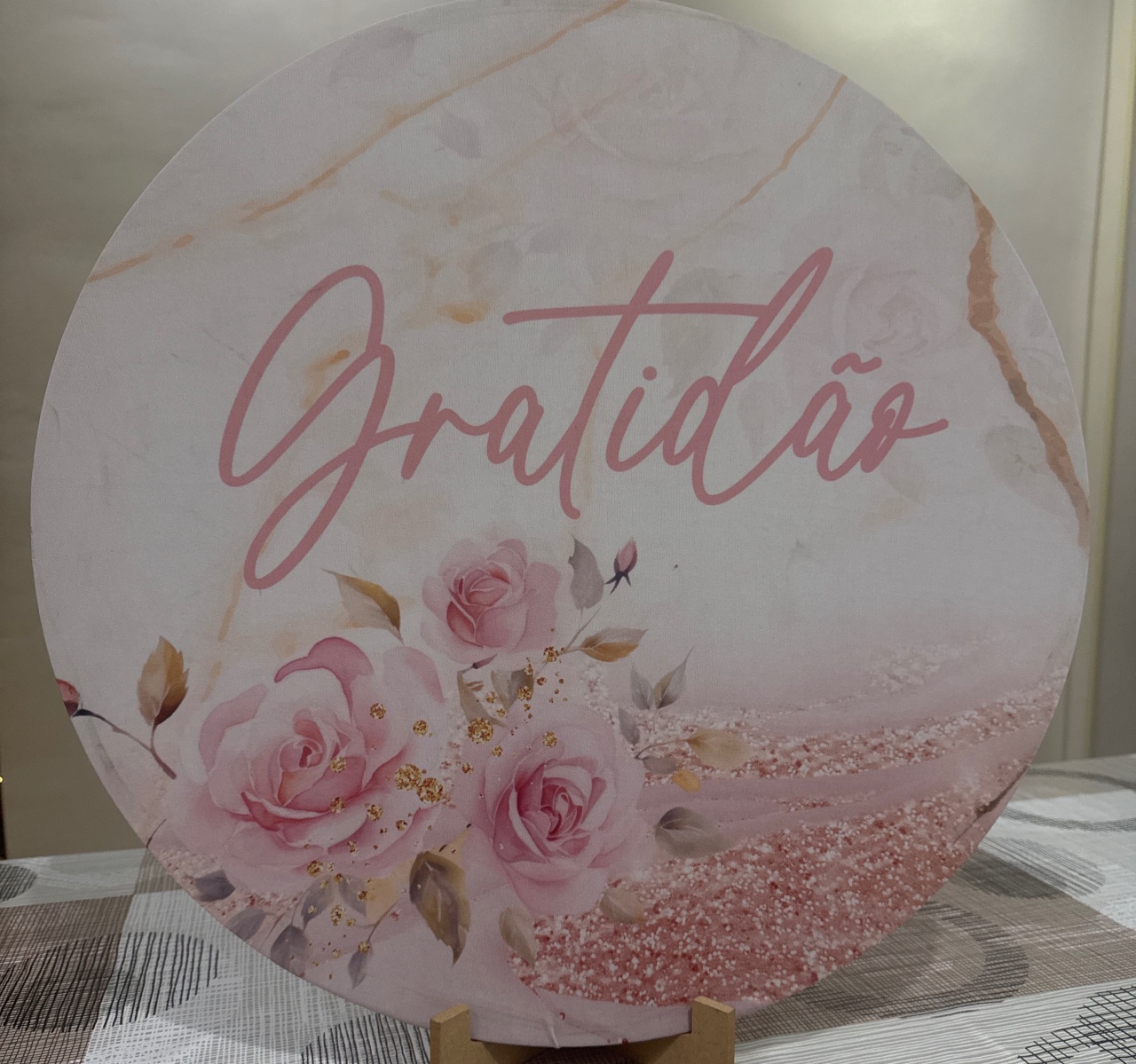 Mini Painel Gratidão Floral Rosa - Doces Festas Decorações e Pegue e Monte