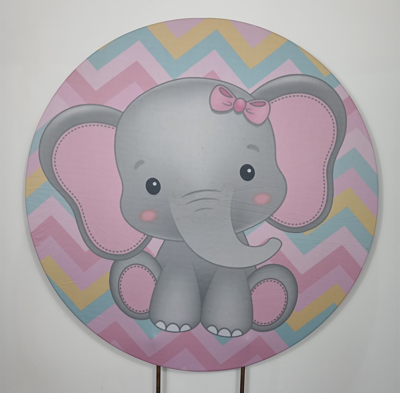 Painel Redondo - Elefantinho Rosa 2 - Doces Festas Decorações e Pegue e Monte