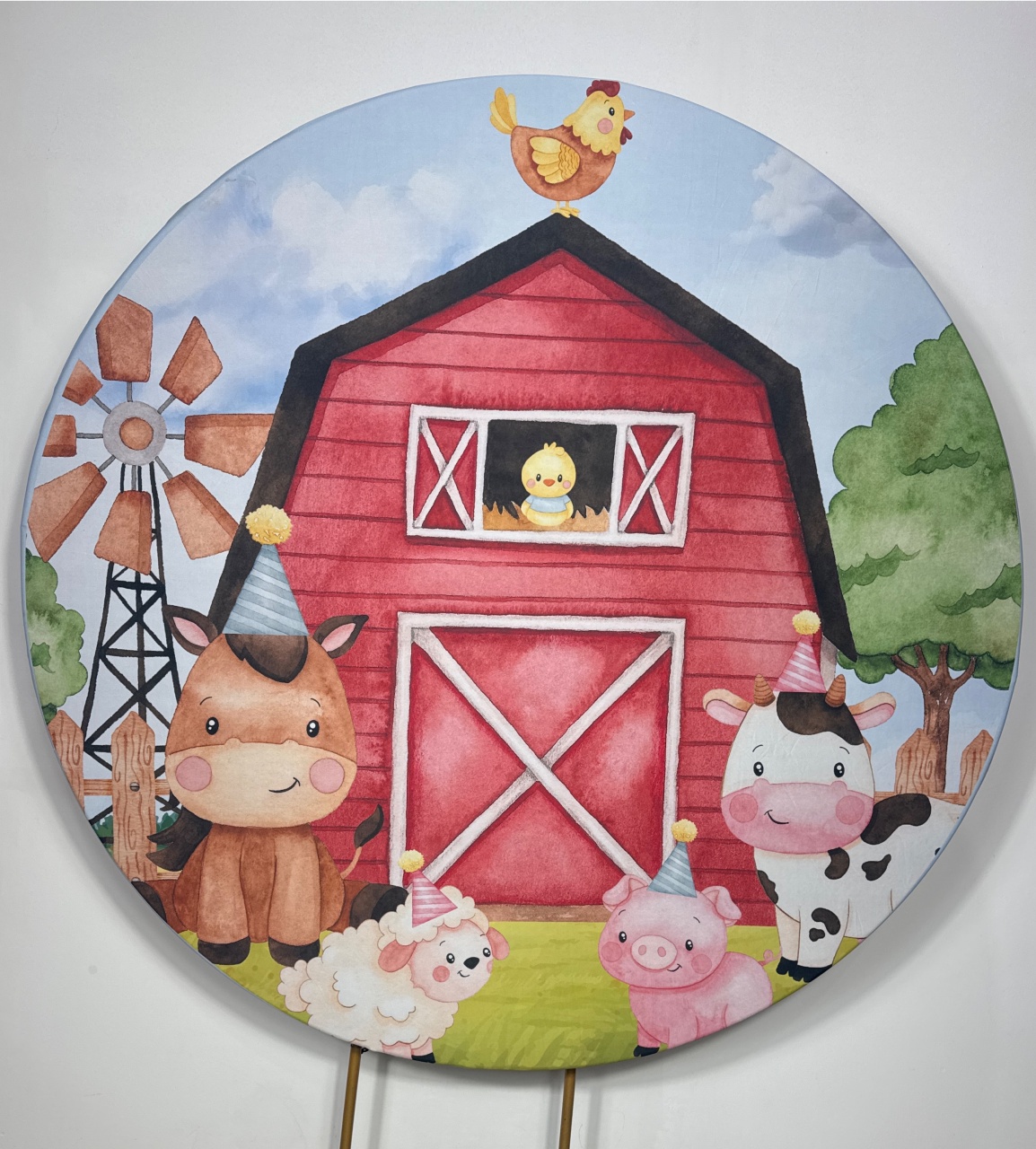 Painel Redondo - Fazendinha 1 - Doces Festas Decorações e Pegue e Monte