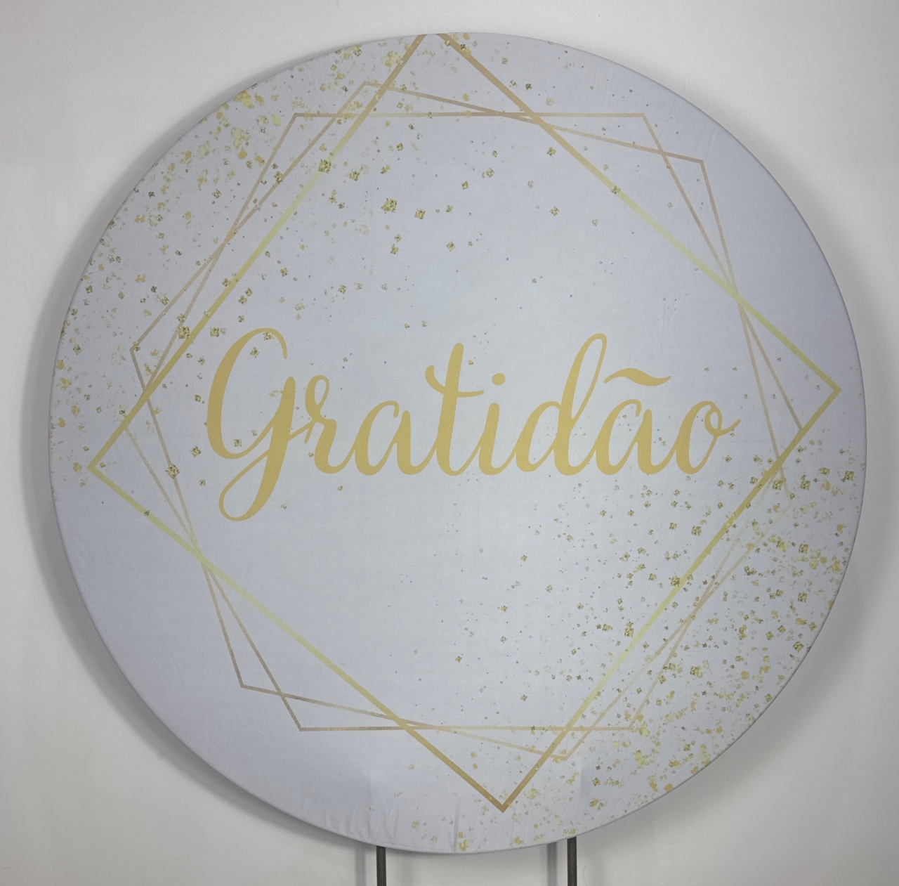 Painel Redondo - Gratidão Branco E Dourado - Doces Festas Decorações e Pegue e Monte