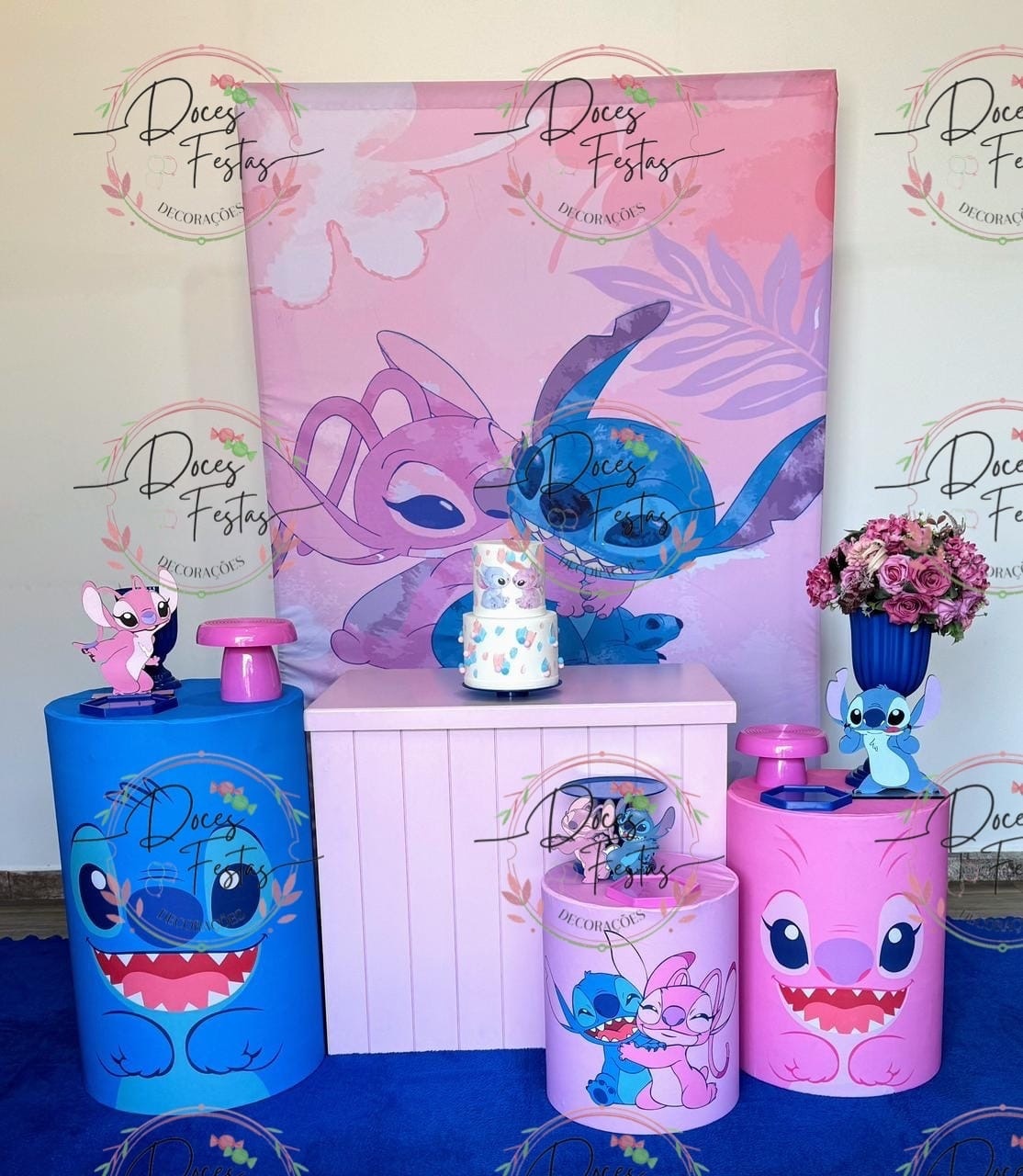Kit Stitch E Angel V - Doces Festas Decorações e Pegue e Monte