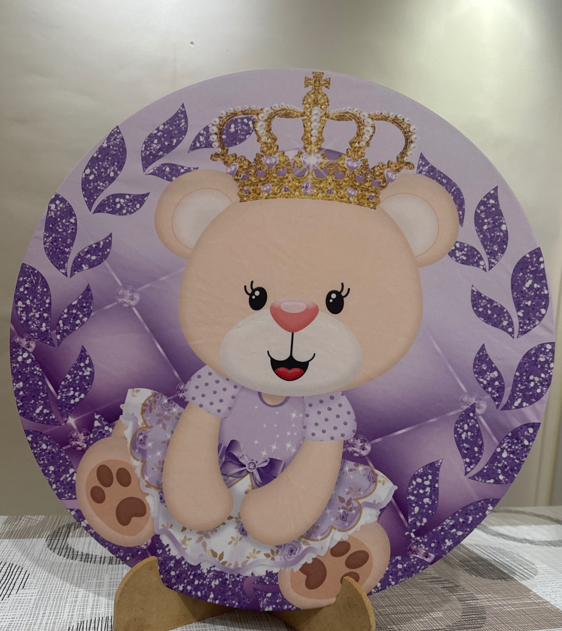 Mini Painel Urso Realeza Lilás Ii - Doces Festas Decorações e Pegue e Monte