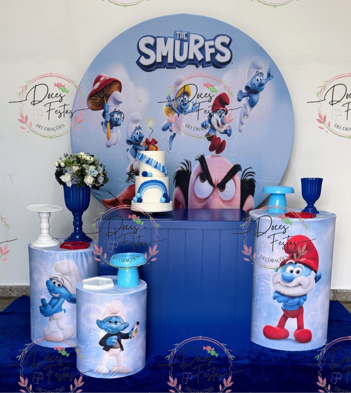 Kit Smurfs IV - Doces Festas Decorações e Pegue e Monte