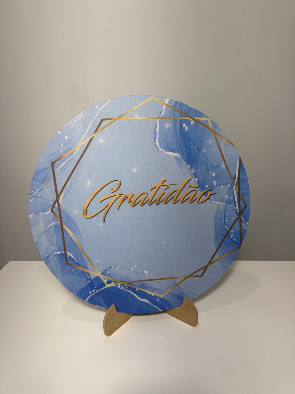 Mini Painel Gratidão Azul E Dourado  - Doces Festas Decorações e Pegue e Monte