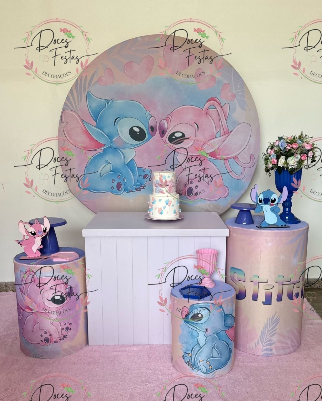 Kit Stitch E Angel VII - Doces Festas Decorações e Pegue e Monte