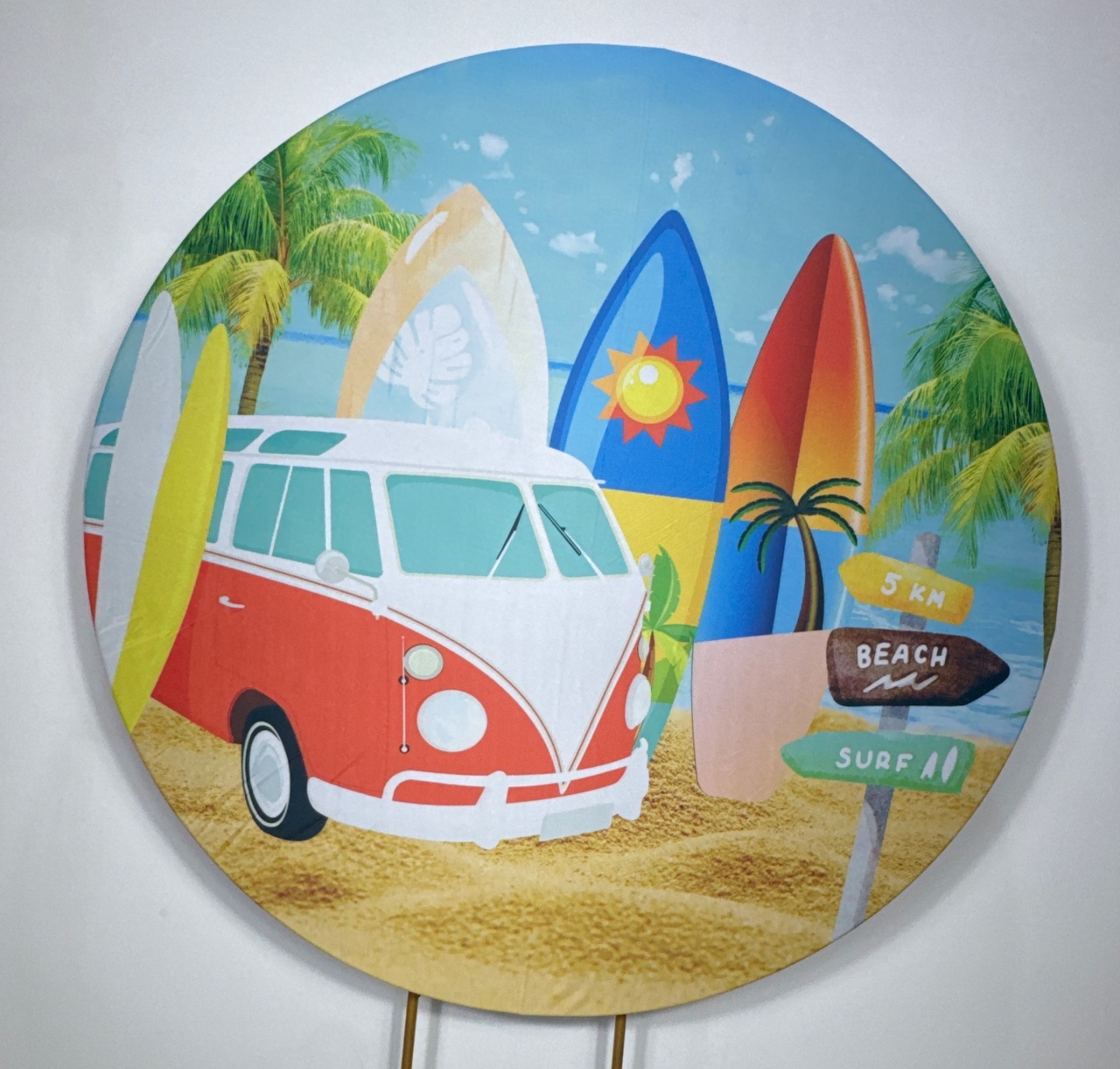 Painel Redondo - Kombi/Praia  - Doces Festas Decorações e Pegue e Monte