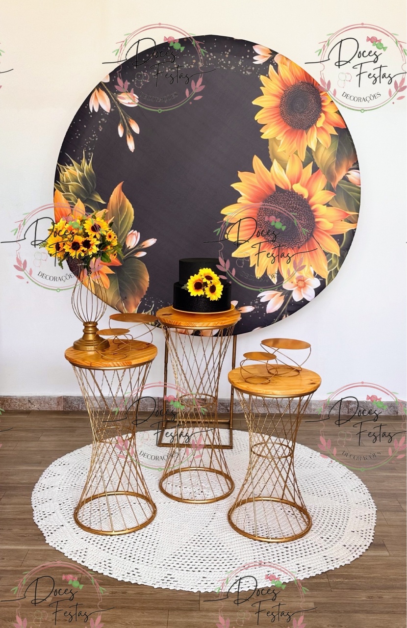 Kit Floral Girassol Preto - Doces Festas Decorações e Pegue e Monte