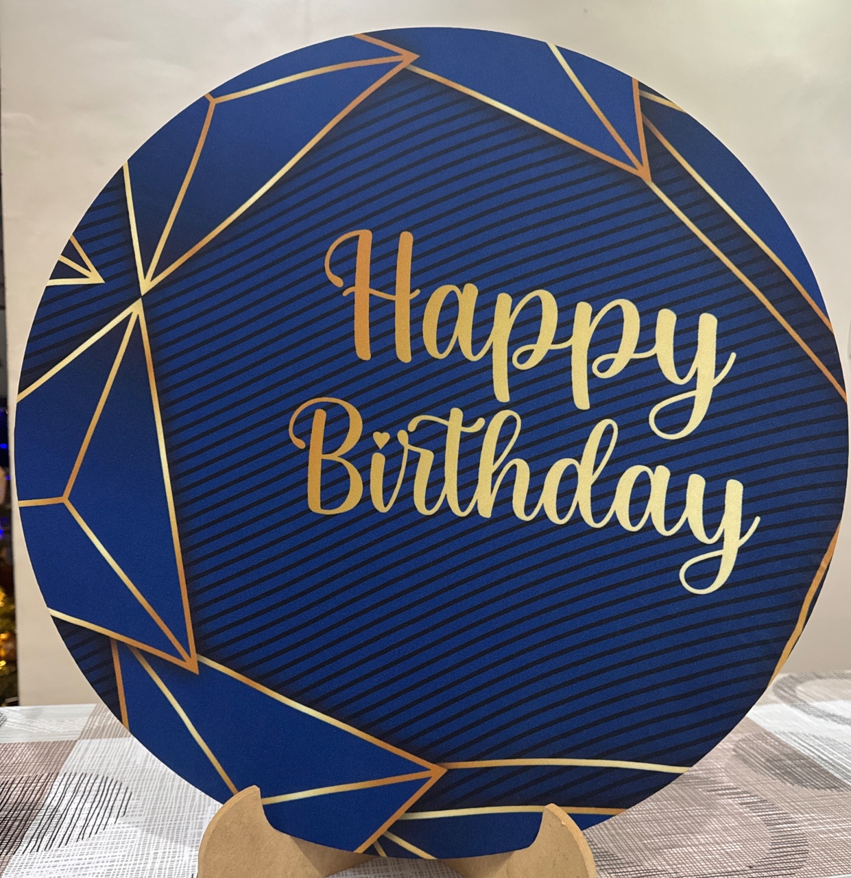 Mini Painel Happy Birthday Azul E Dourado  - Doces Festas Decorações e Pegue e Monte