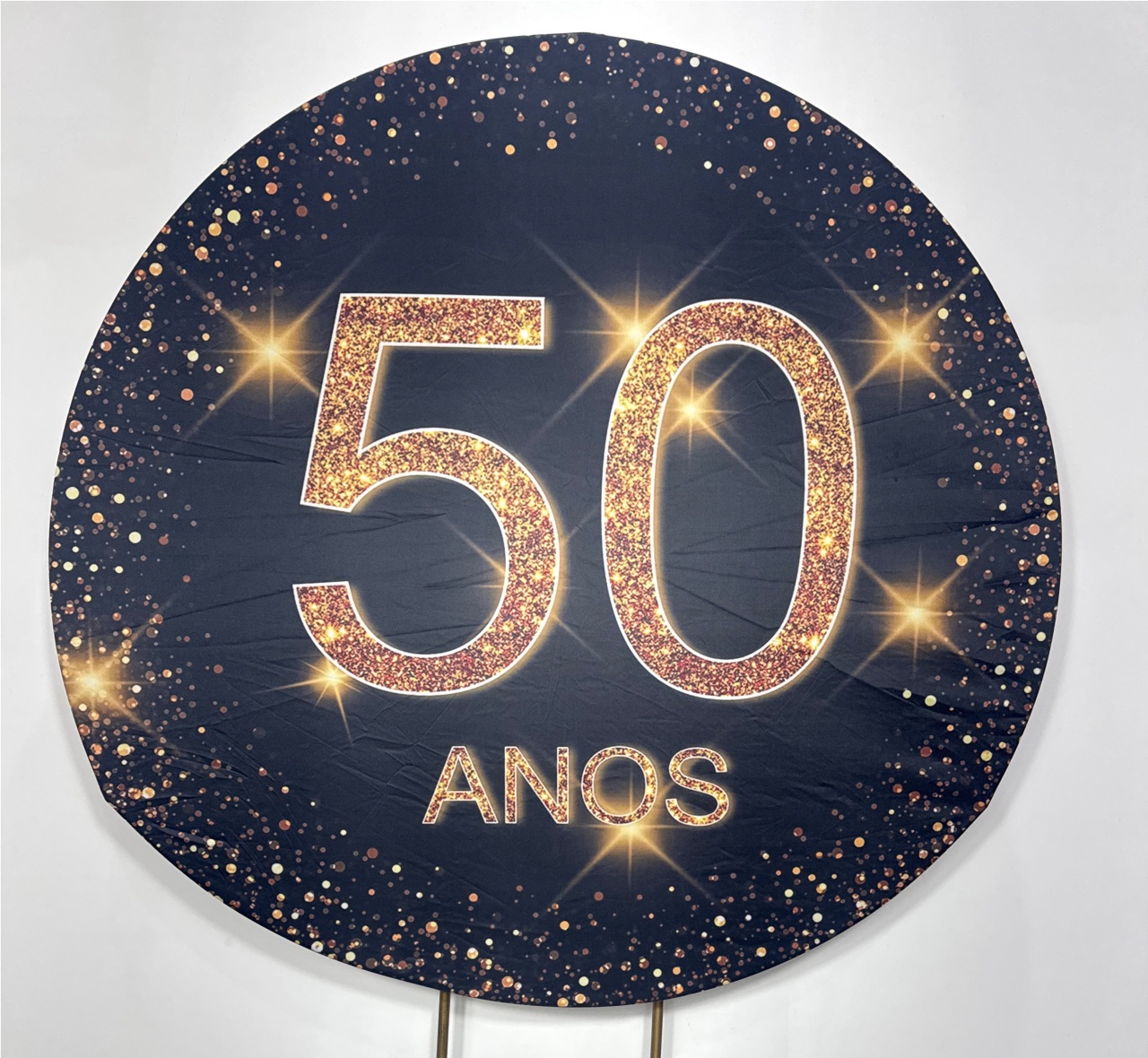 Painel Redondo - 50 Anos Preto E Dourado  - Doces Festas Decorações e Pegue e Monte