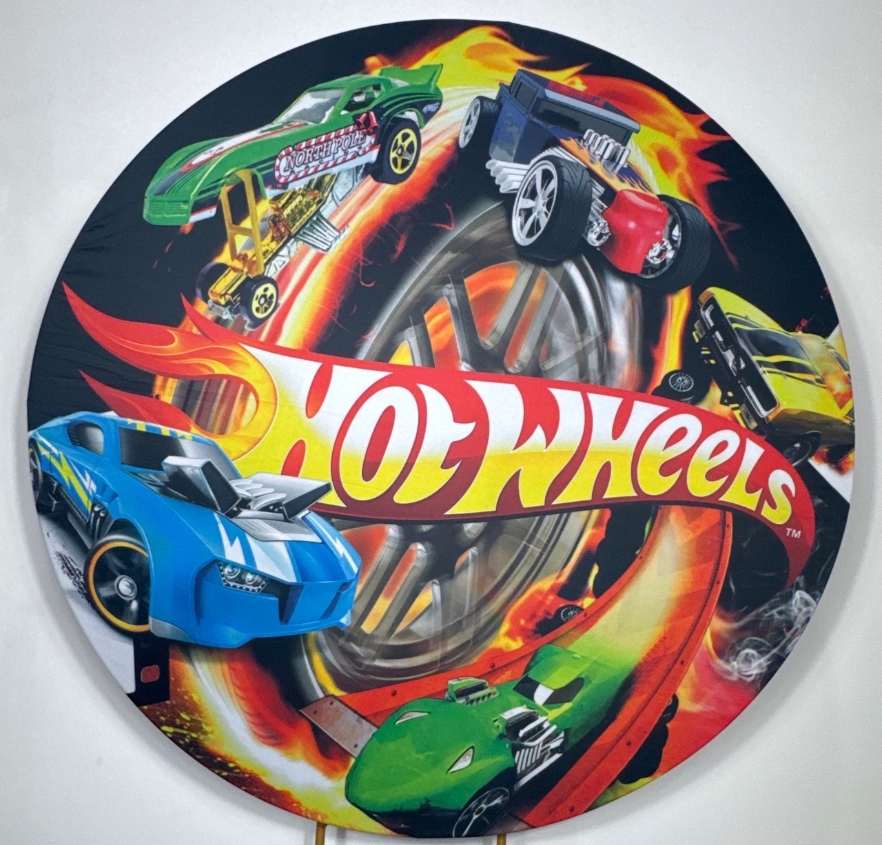 Painel Redondo - Hot Weels 1 - Doces Festas Decorações e Pegue e Monte