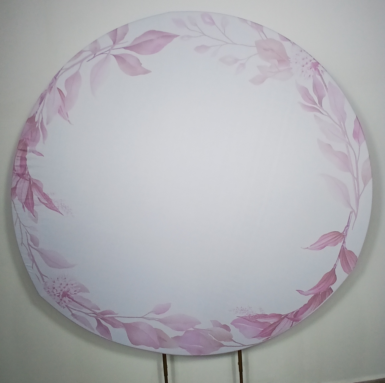 Painel Redondo - Floral Branco E Rosa - Doces Festas Decorações e Pegue e Monte