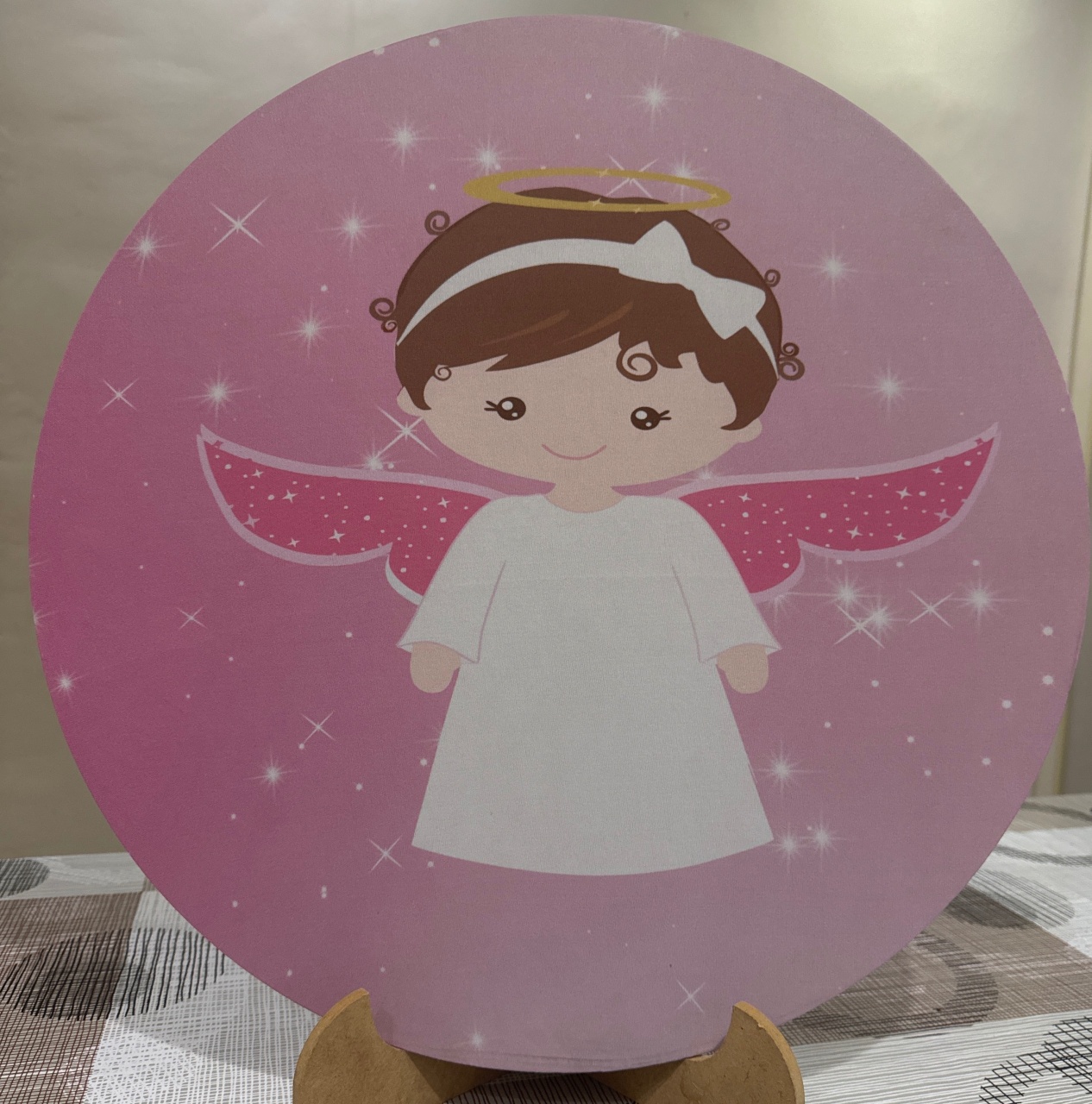 Mini Painel Batizado Anjinho Rosa  - Doces Festas Decorações e Pegue e Monte