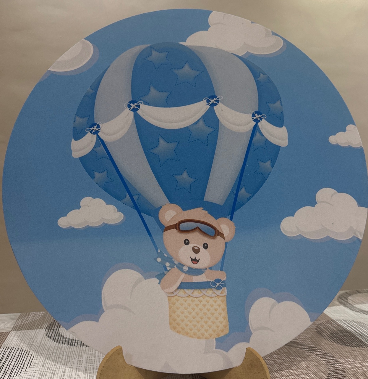 Mini Painel Urso Baloeiro Azul Claro  - Doces Festas Decorações e Pegue e Monte
