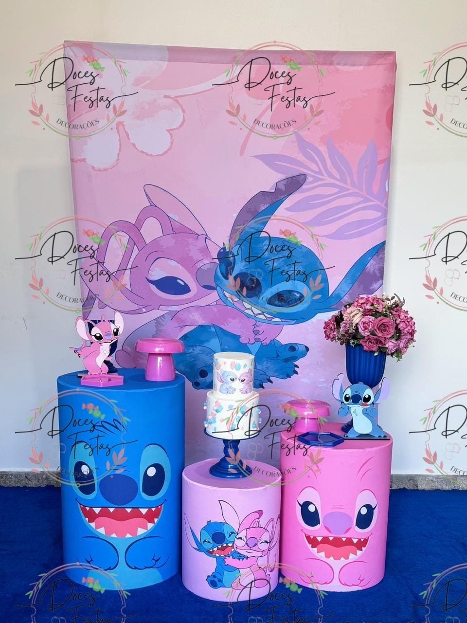 Kit Stitch E Angel IV - Doces Festas Decorações e Pegue e Monte
