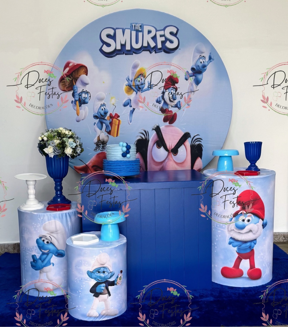 Kit Smurfs III - Doces Festas Decorações e Pegue e Monte