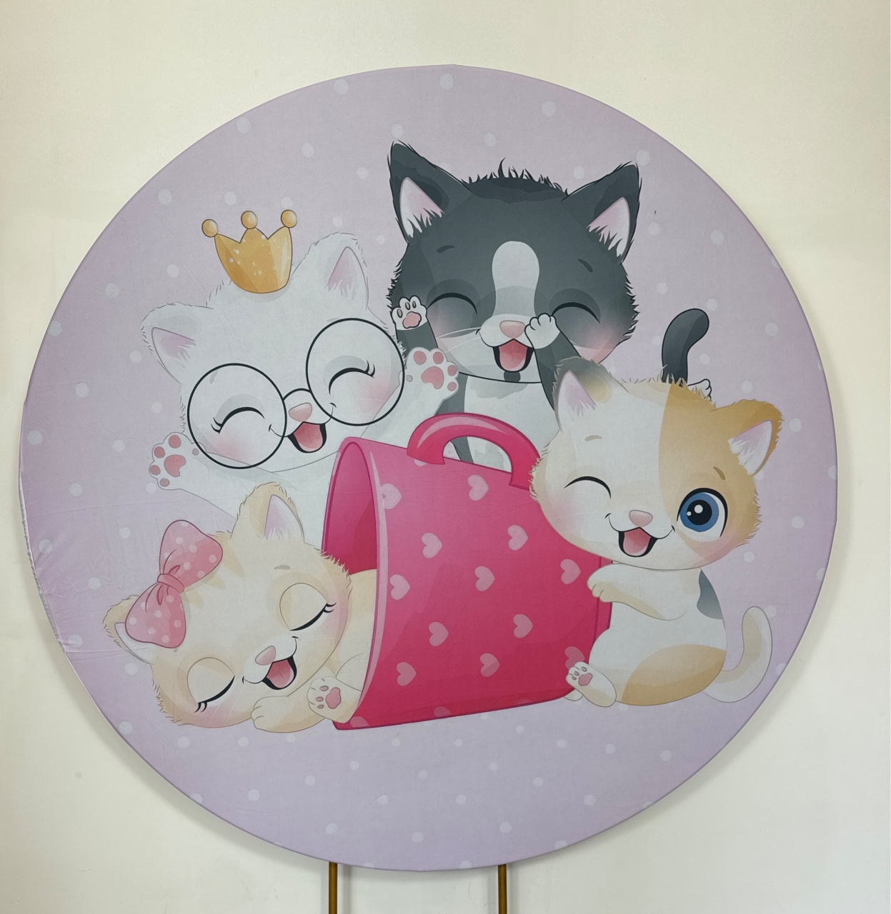 Painel Redondo - Gatinhos - Doces Festas Decorações e Pegue e Monte