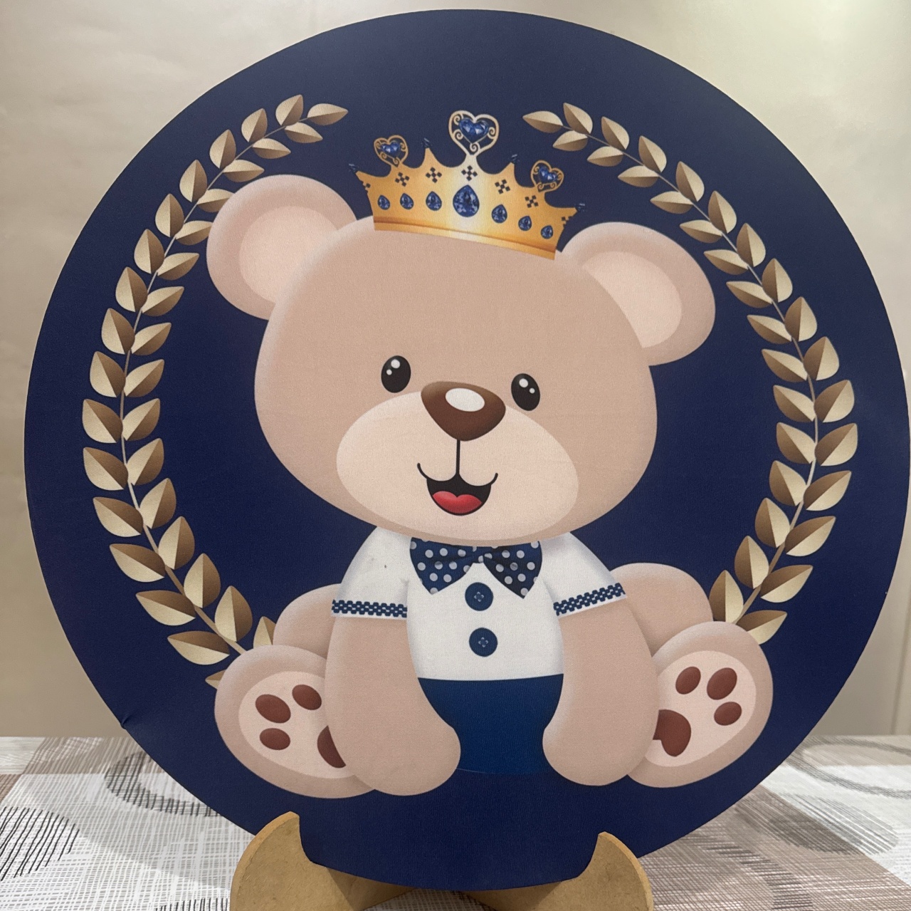 Mini Painel Urso Realeza Azul Marinho - Doces Festas Decorações e Pegue e Monte