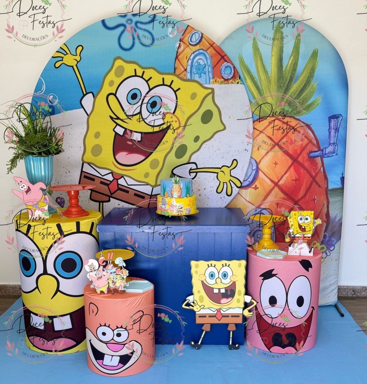 Kit Bob Esponja VI - Doces Festas Decorações e Pegue e Monte