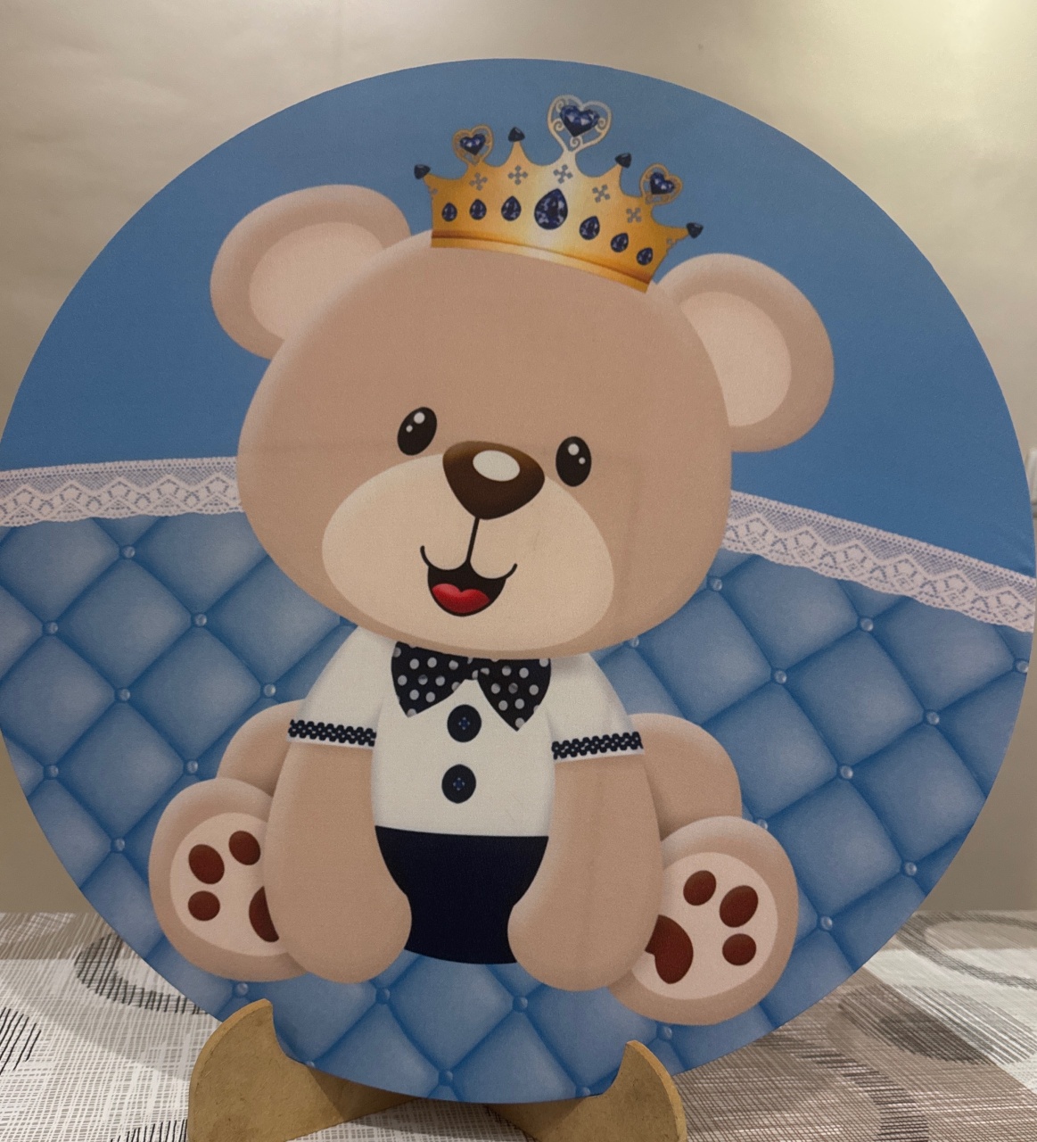 Mini Painel Urso Realeza Azul Claro  - Doces Festas Decorações e Pegue e Monte