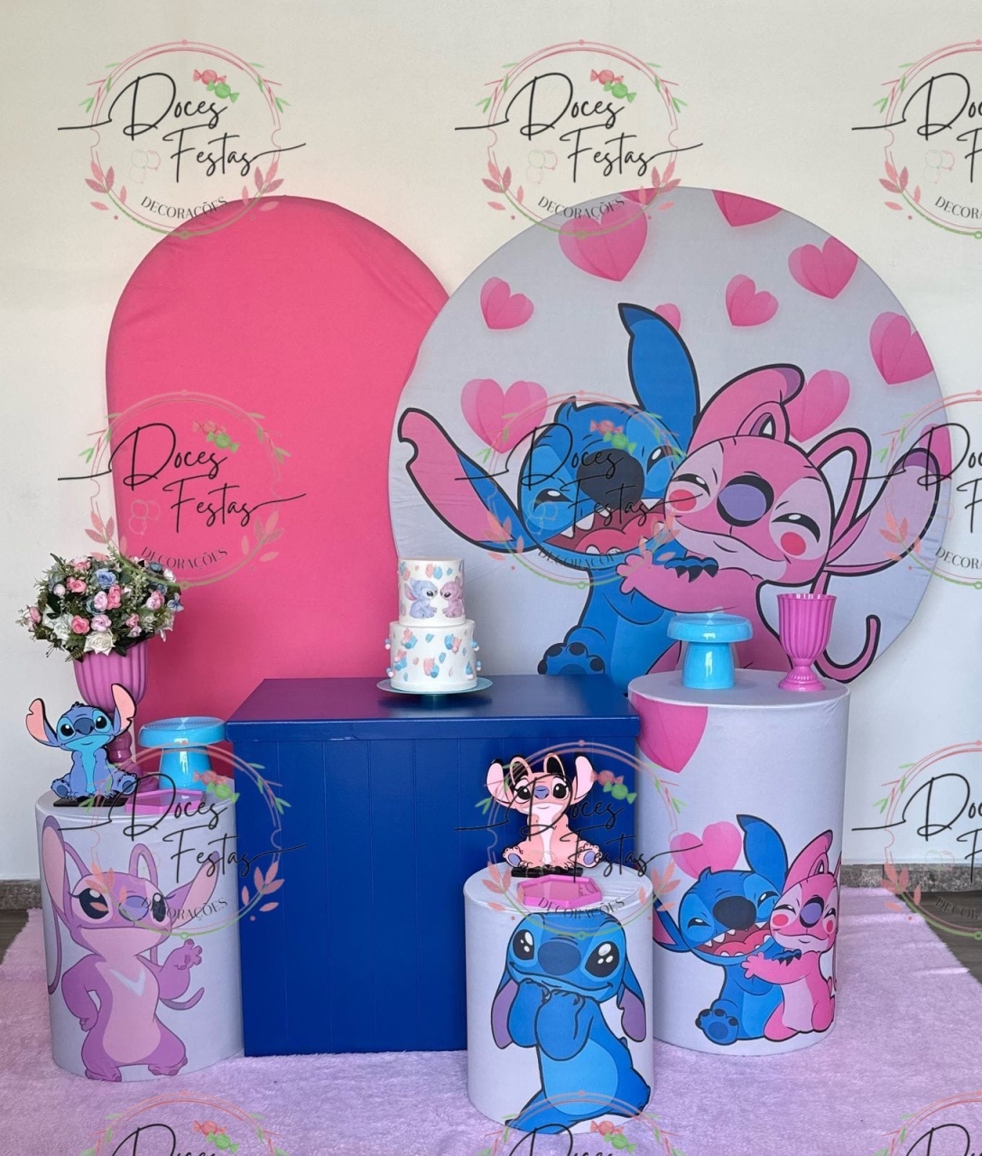 Kit Stitch E Angel III - Doces Festas Decorações e Pegue e Monte