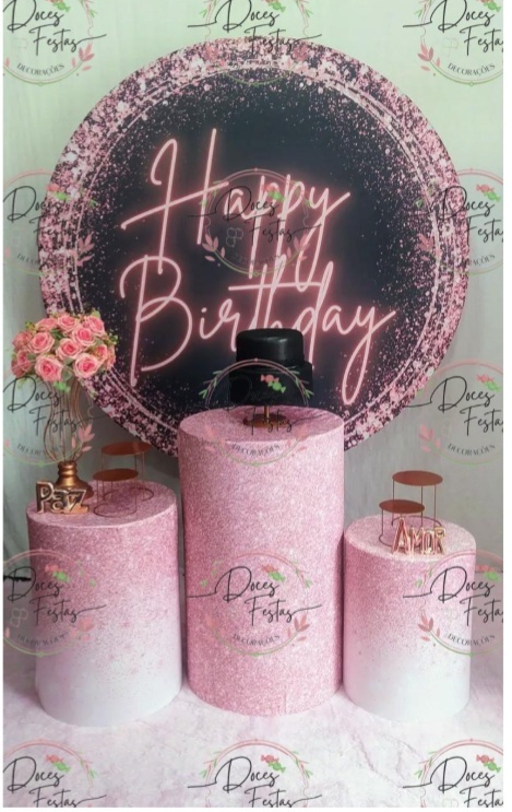 Kit Happy Rose Gold  - Doces Festas Decorações e Pegue e Monte