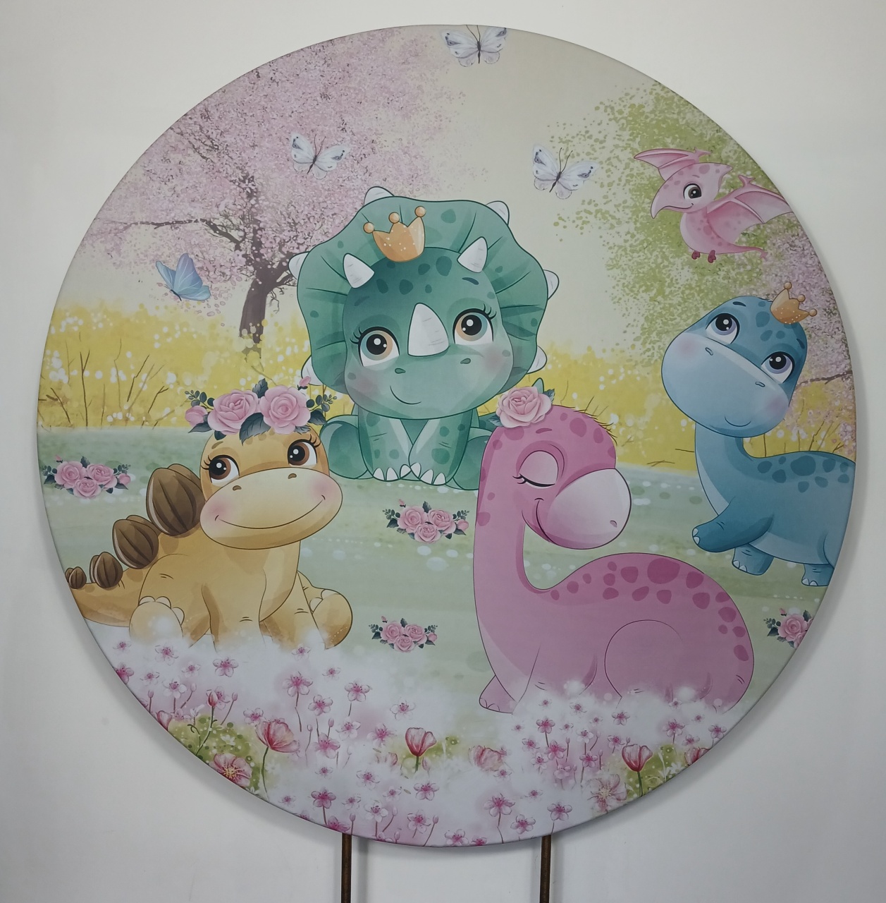 Painel Redondo - Dino Baby Menina - Doces Festas Decorações e Pegue e Monte