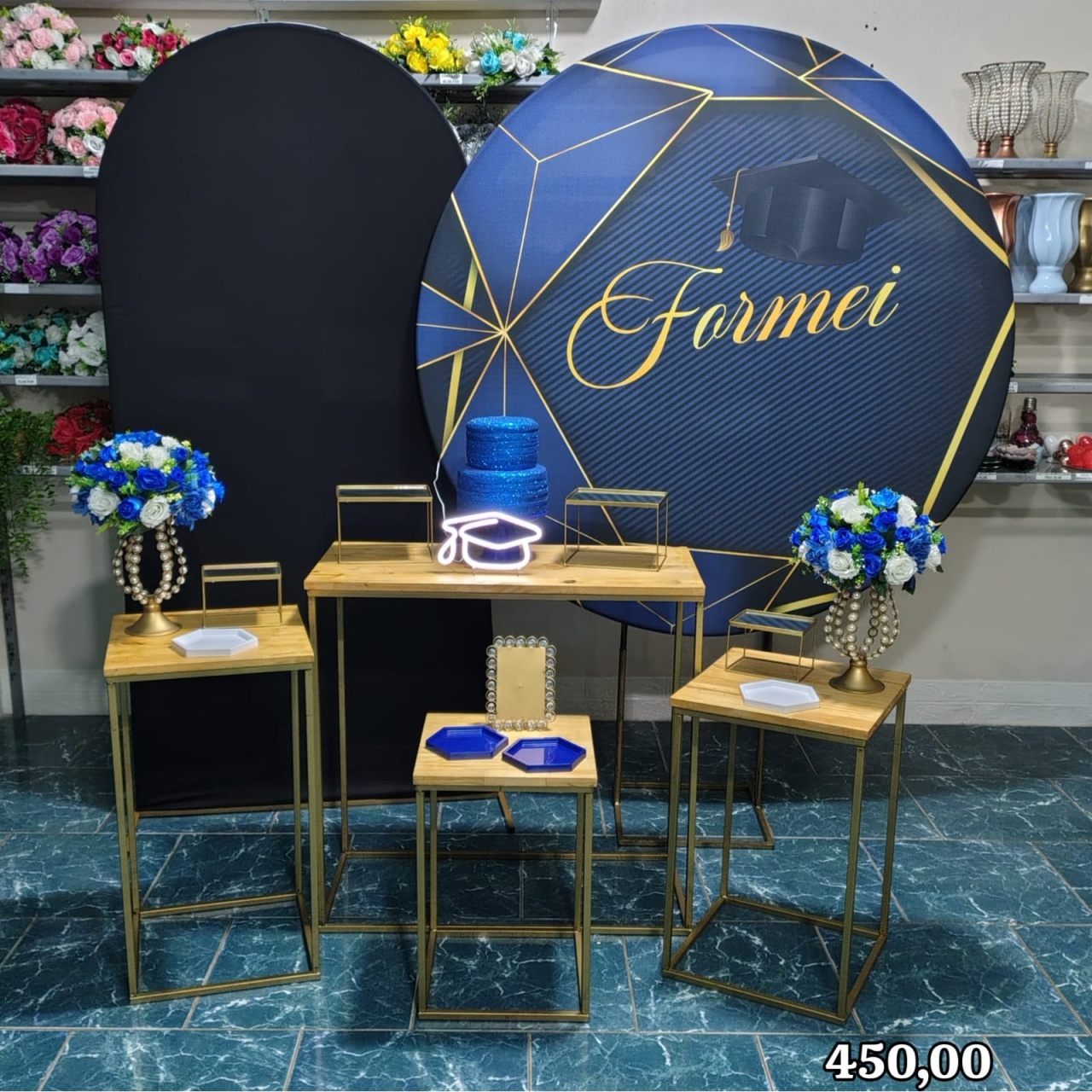 Formatura Painel Azul Formei (Composição) - Bn Decorações 