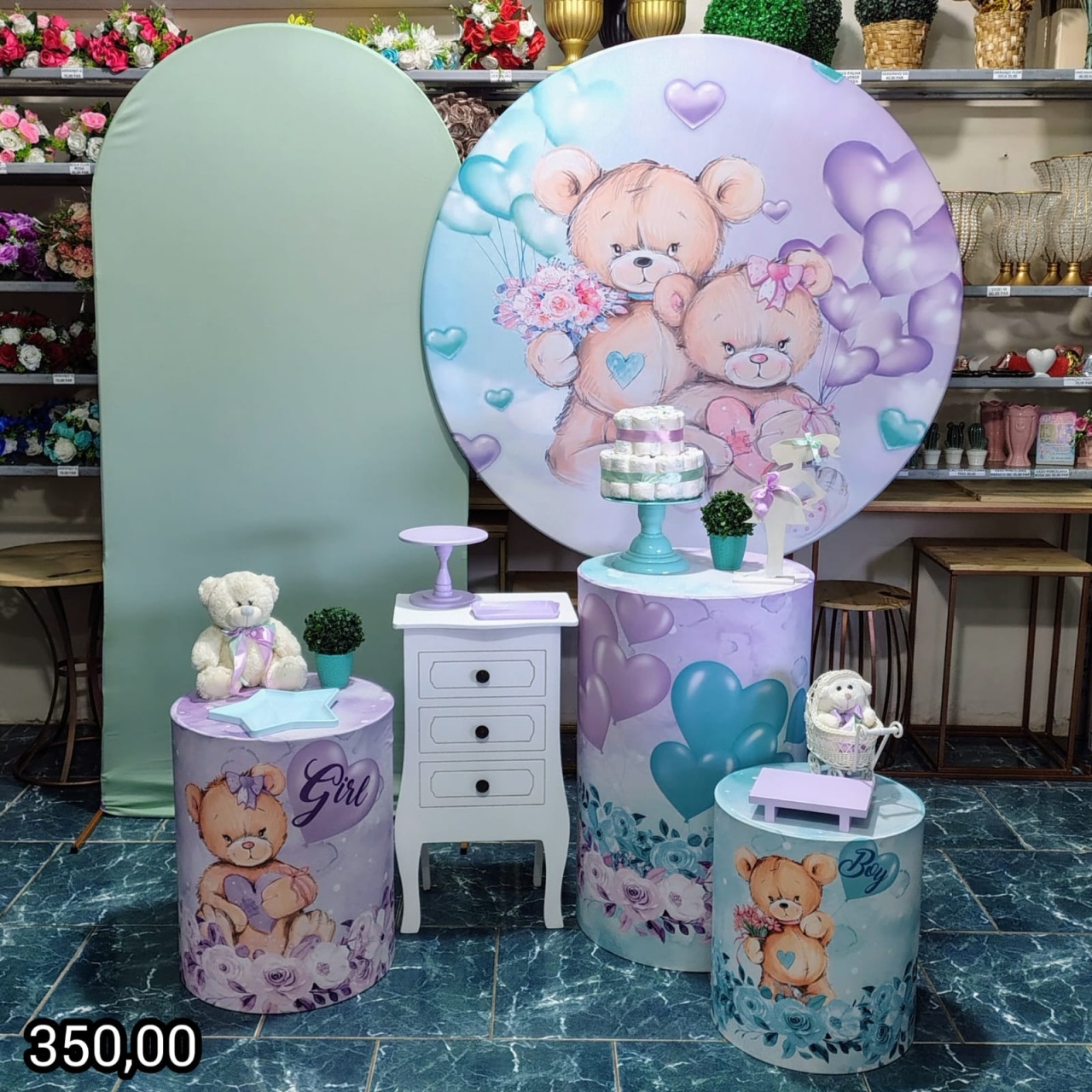 Chá Revelação Lilás Com Verde (Premium) * - Bn Decorações 