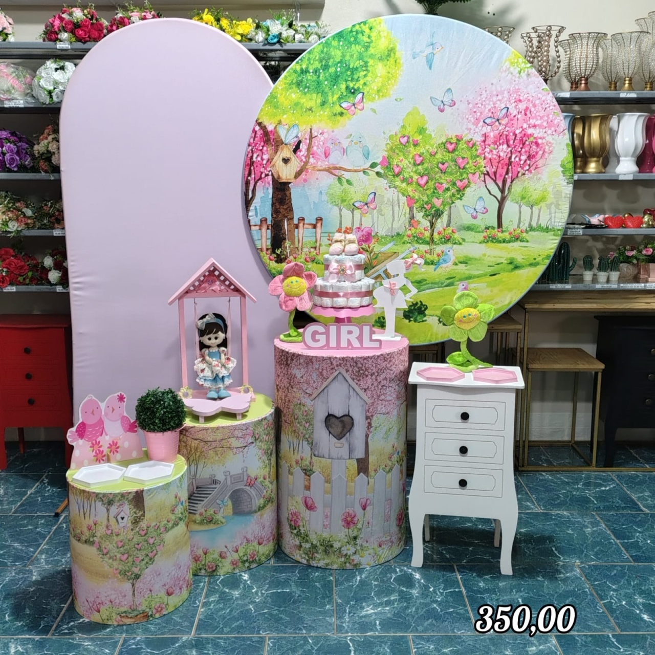 Jardim Encantado Chá de Fralda Menina (Premium) * - Bn Decorações 