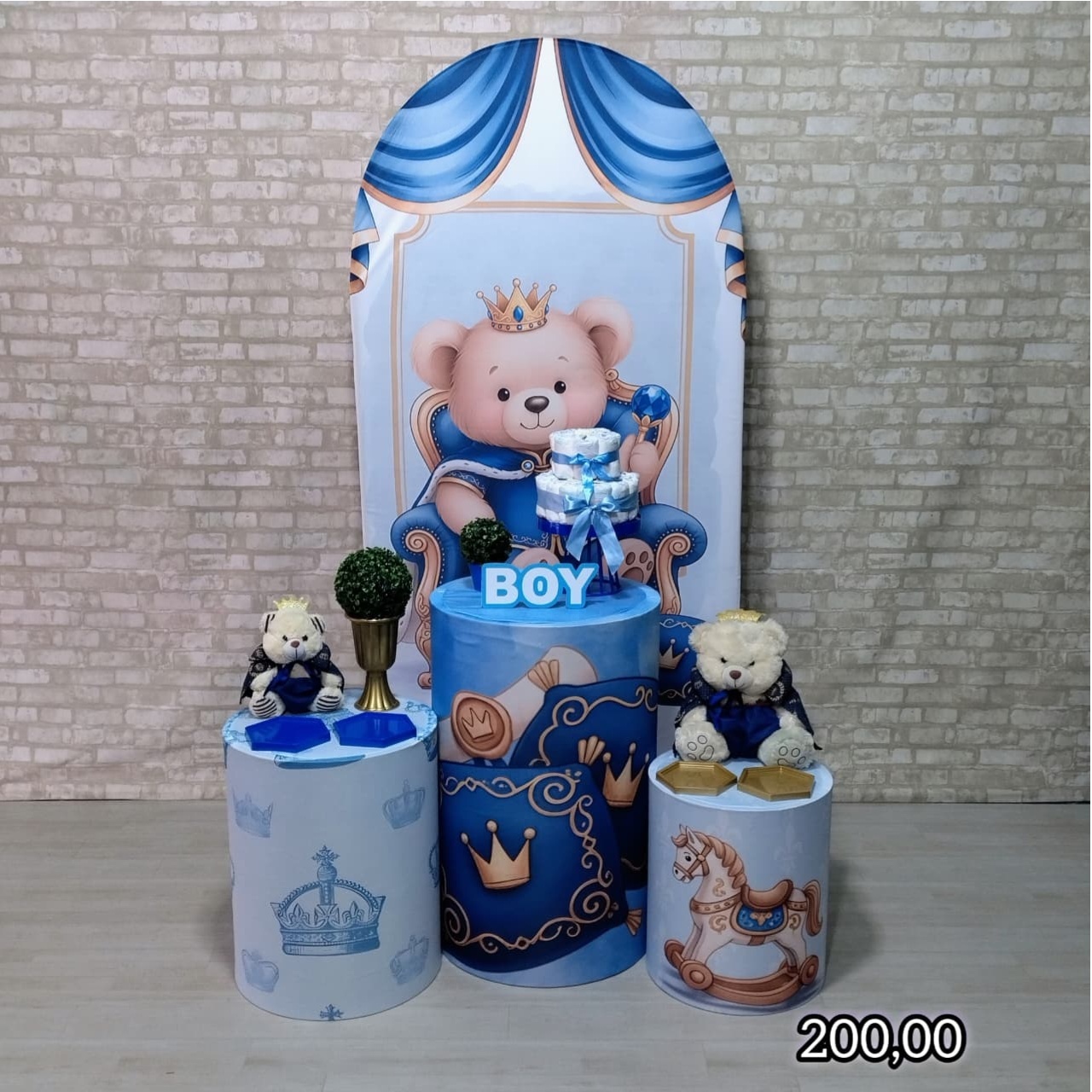  Urso Príncipe Chá de Fralda Menino Romano (Festejar) *  - Bn Decorações 