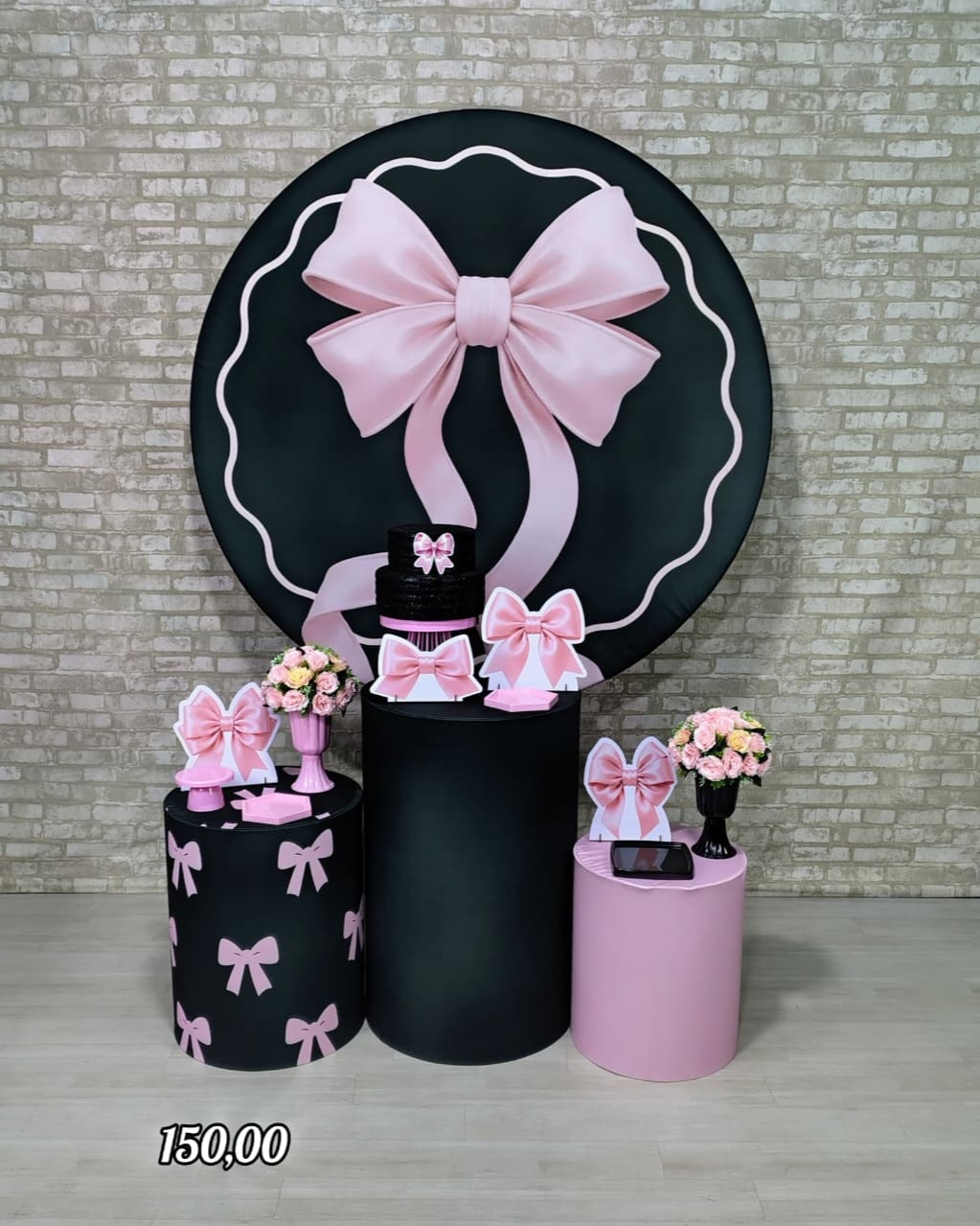 Laço Preto Com Rosa (Encanto) * - Bn Decorações 