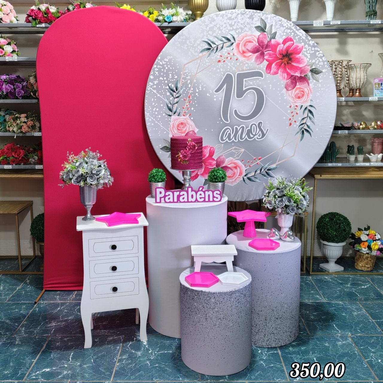 15 Anos Prata Com Rosa (Premium) *  - Bn Decorações 