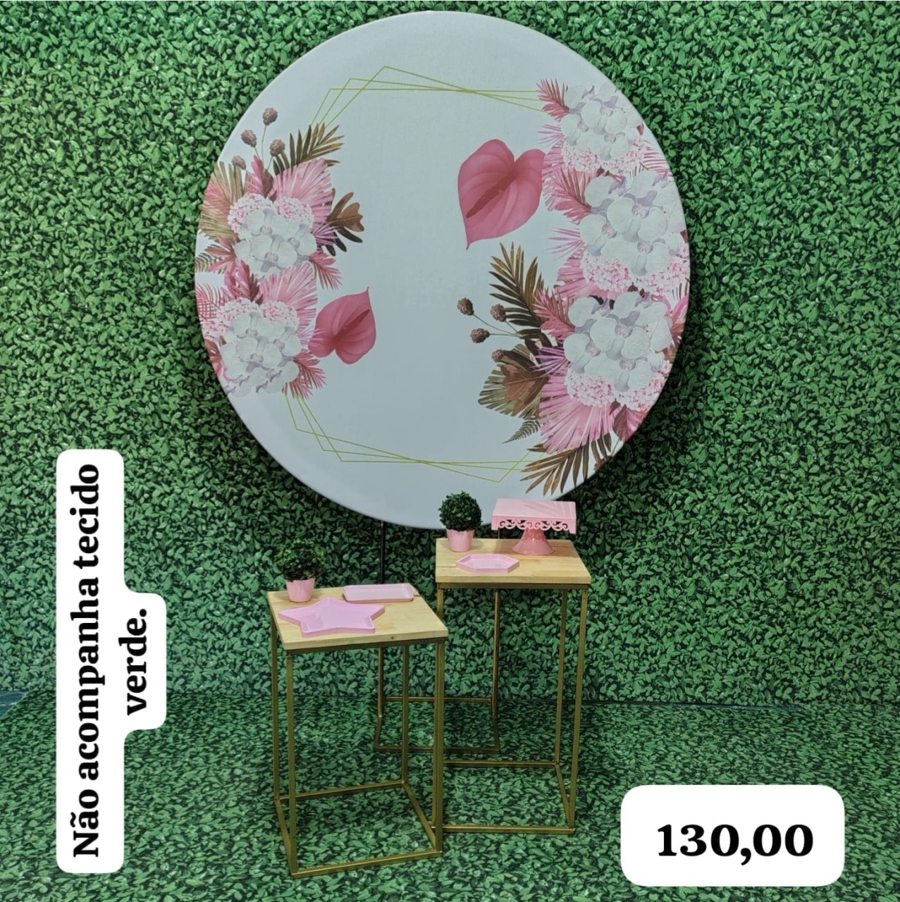 Branco Com Flores Rosa Copo-De-Leite (Celebre Com 2 Mesas) - Bn Decorações 