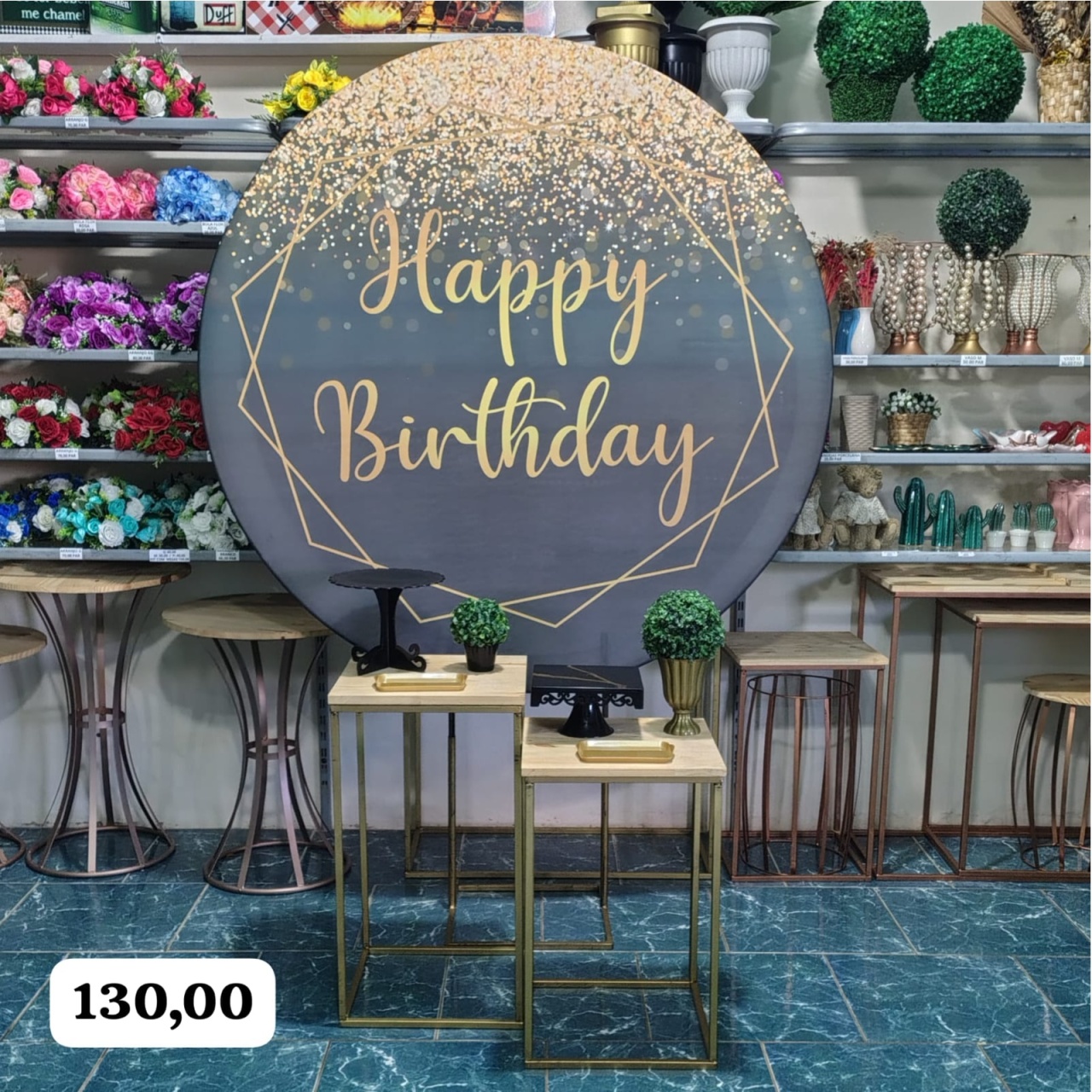 Happy Birthday 2 Preto Com Dourado (Celebre Com 2 Mesas) - Bn Decorações 