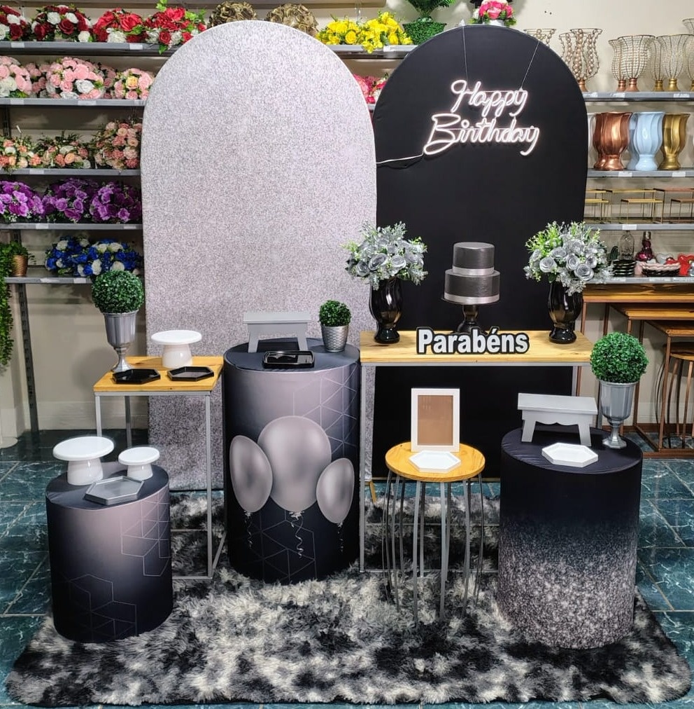Romano 2 Painel Preto / Prata (Composição) * - Bn Decorações 