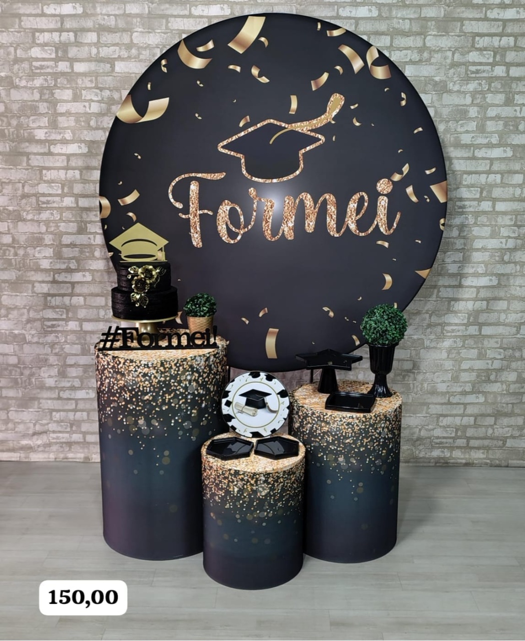 Formatura Formei Preto Com Dourado (Encanto) * - Bn Decorações 