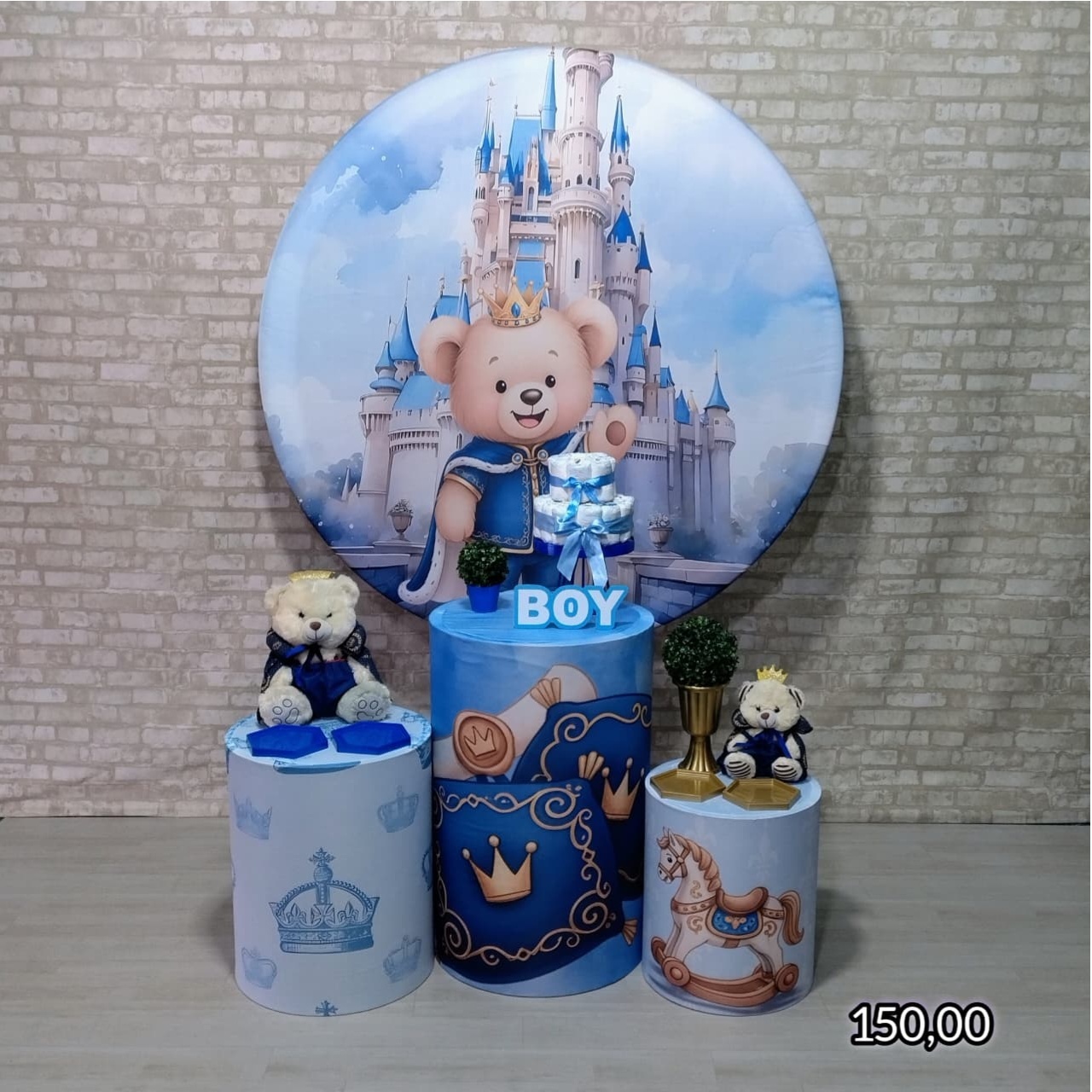 Urso Príncipe Chá de Fralda Menino (Encanto) *  - Bn Decorações 