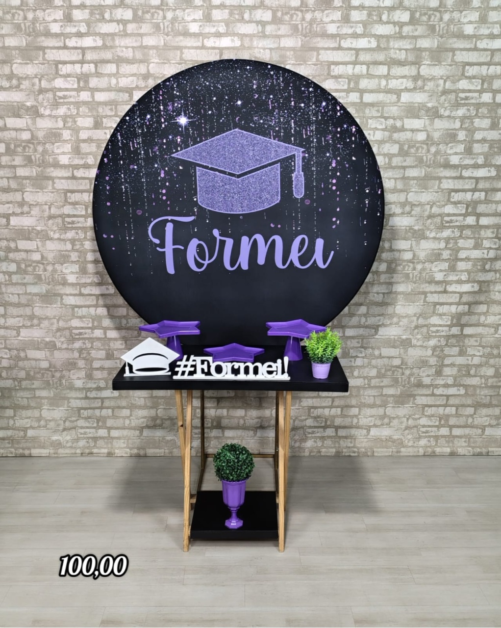 Formatura 15 Preto Com Roxo (Mesa Cavalete) - Bn Decorações 