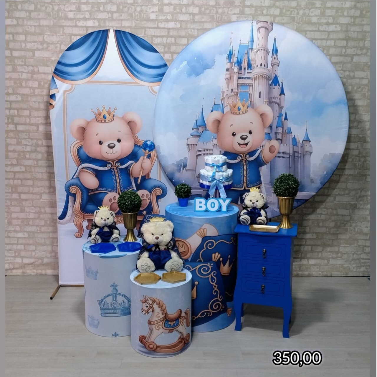  Urso Príncipe Chá de Fralda Menino (Premium) *  - Bn Decorações 