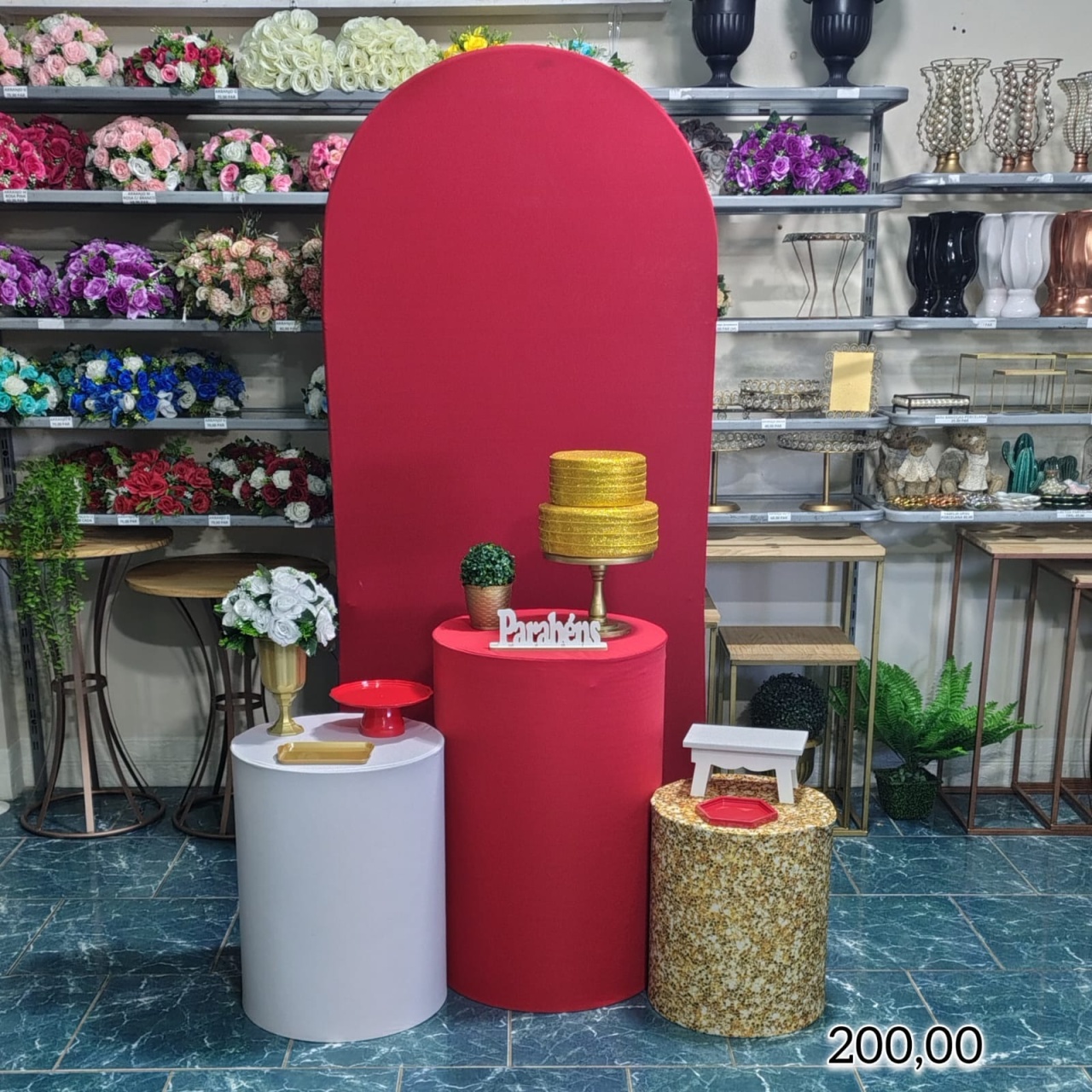 Romano Vermelho / Branco / Dourado  (Festejar) 18 * - Bn Decorações 