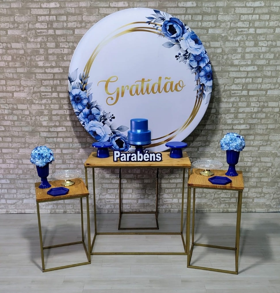 Coleção Essência Lançamento (Painel Branco Gratidão Com Azul) * - Bn Decorações 