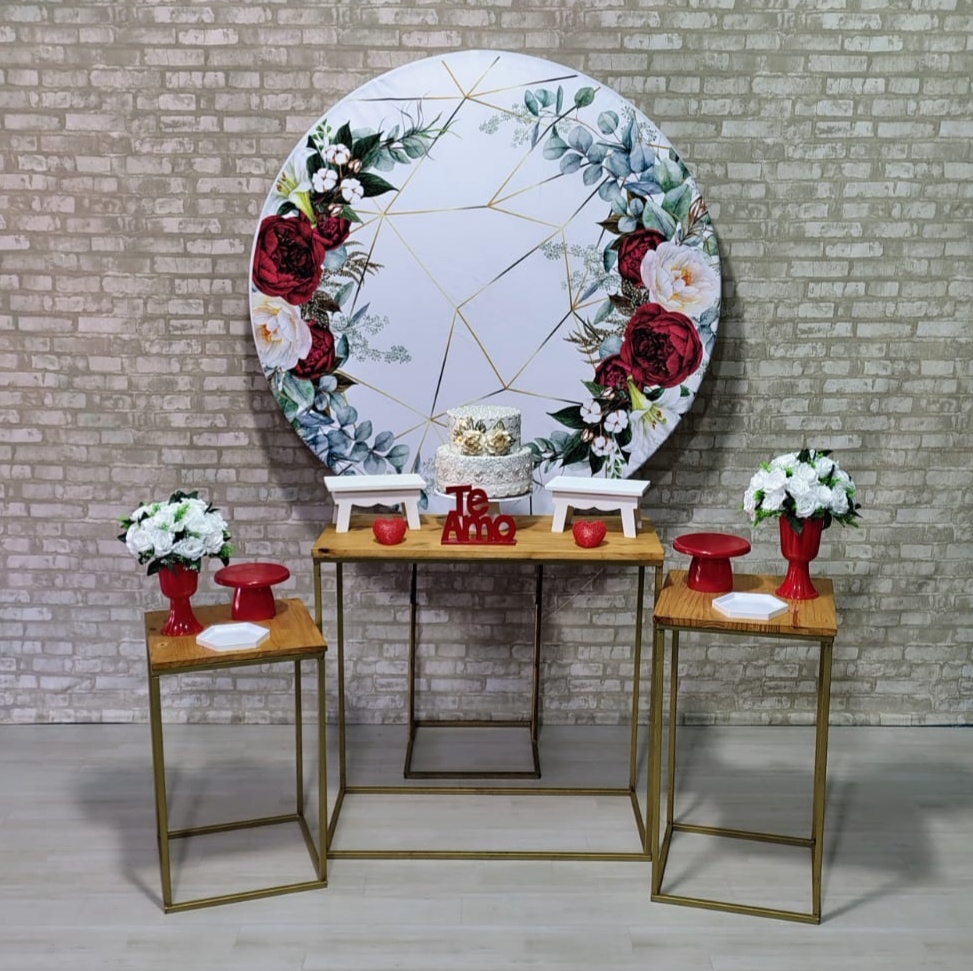 Coleção Essência Lançamento (Painel Branco Com Flores Vermelha) 2 - Bn Decorações 